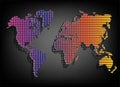 Color map of the world on a dark background. Royalty Free Stock Photo